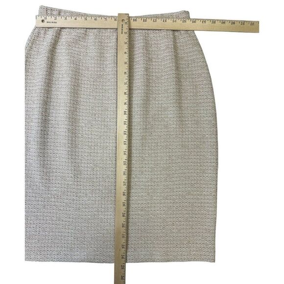 St. John Collection Knit Suit Set Beige Pink Tweed Blazer Jacket Skirt SZ 12 - Picture 14 of 16